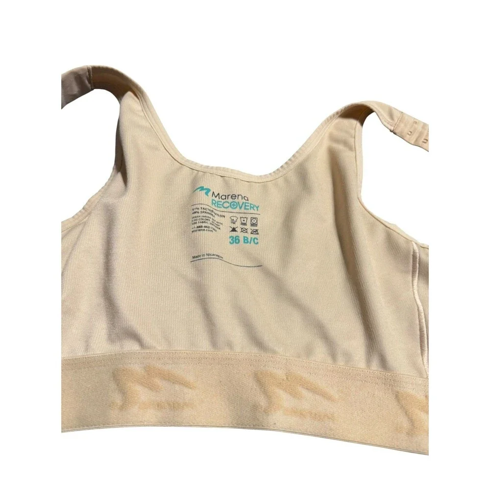 Marena Recovery Compression Bra 36 B/C Front Close Medical Post Op Surgery Tan